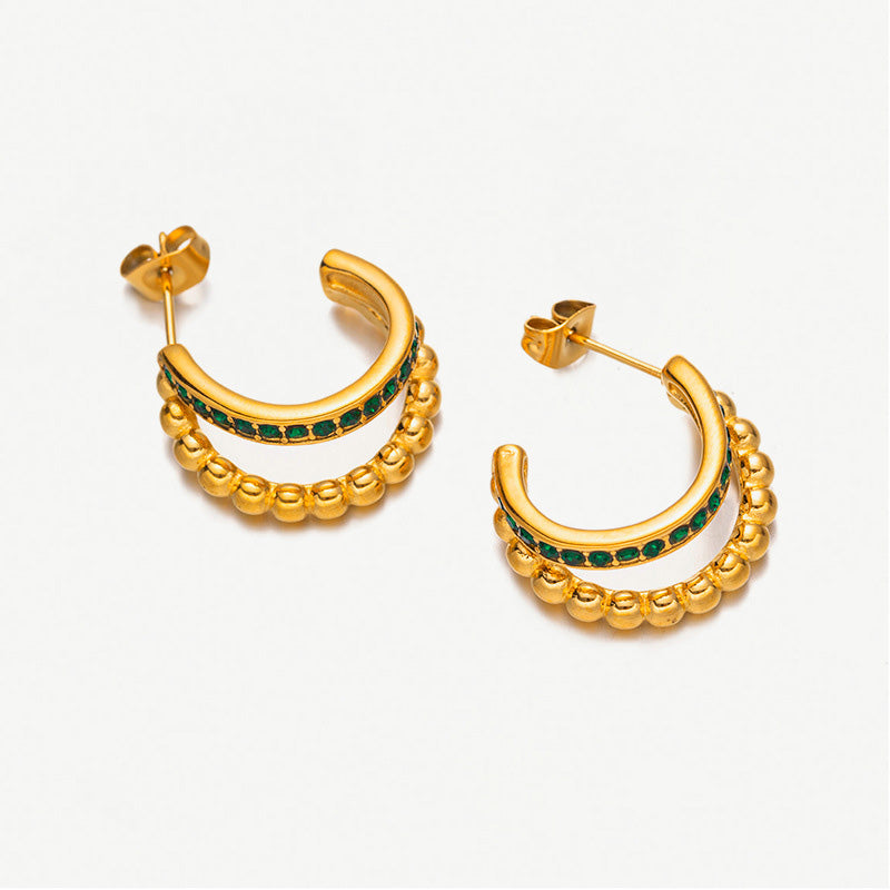 Green Zircon Hoop Earrings