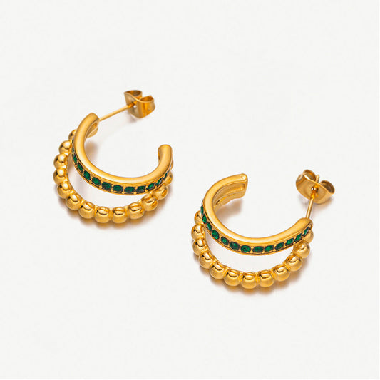 Green Zircon Hoop Earrings