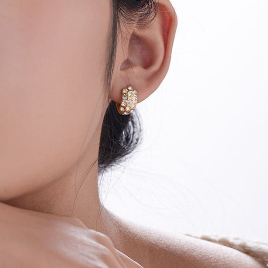 Gold Zircon Hoop Earrings