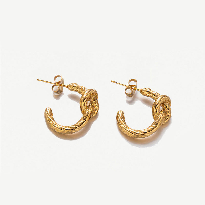 Gold Knotted Hoop Earrings