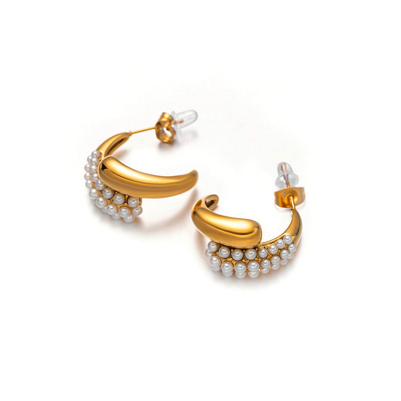 Charm Pearl Hoop Earrings