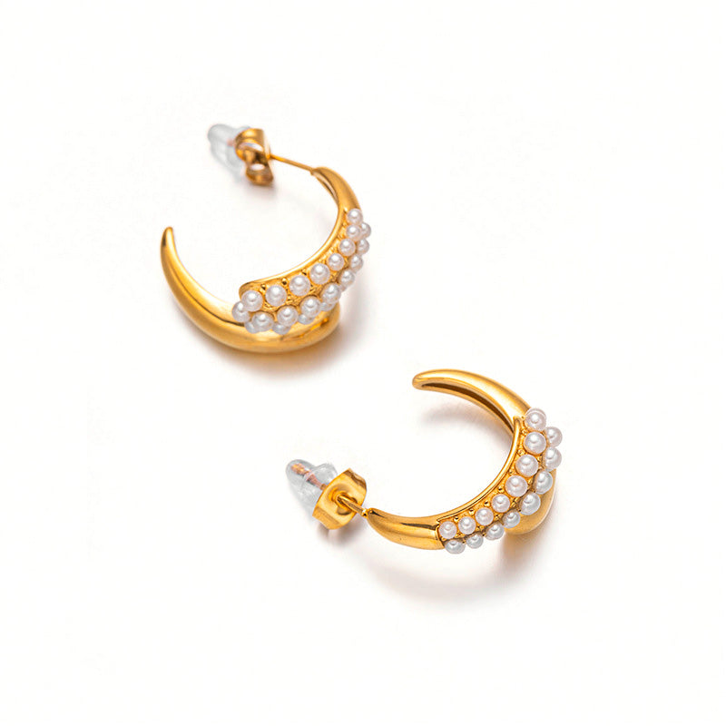 Charm Pearl Hoop Earrings