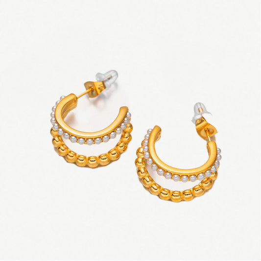 Pearl Gold Hoop Earrings