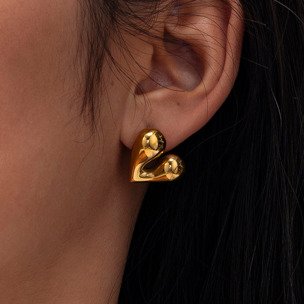 Gold Heart Stud Earrings