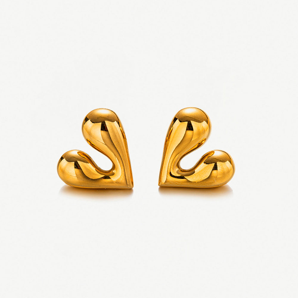 Gold Heart Stud Earrings