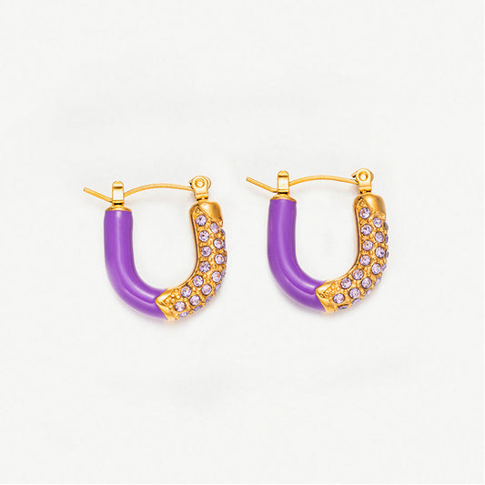 Zircon U Shaped Earrings