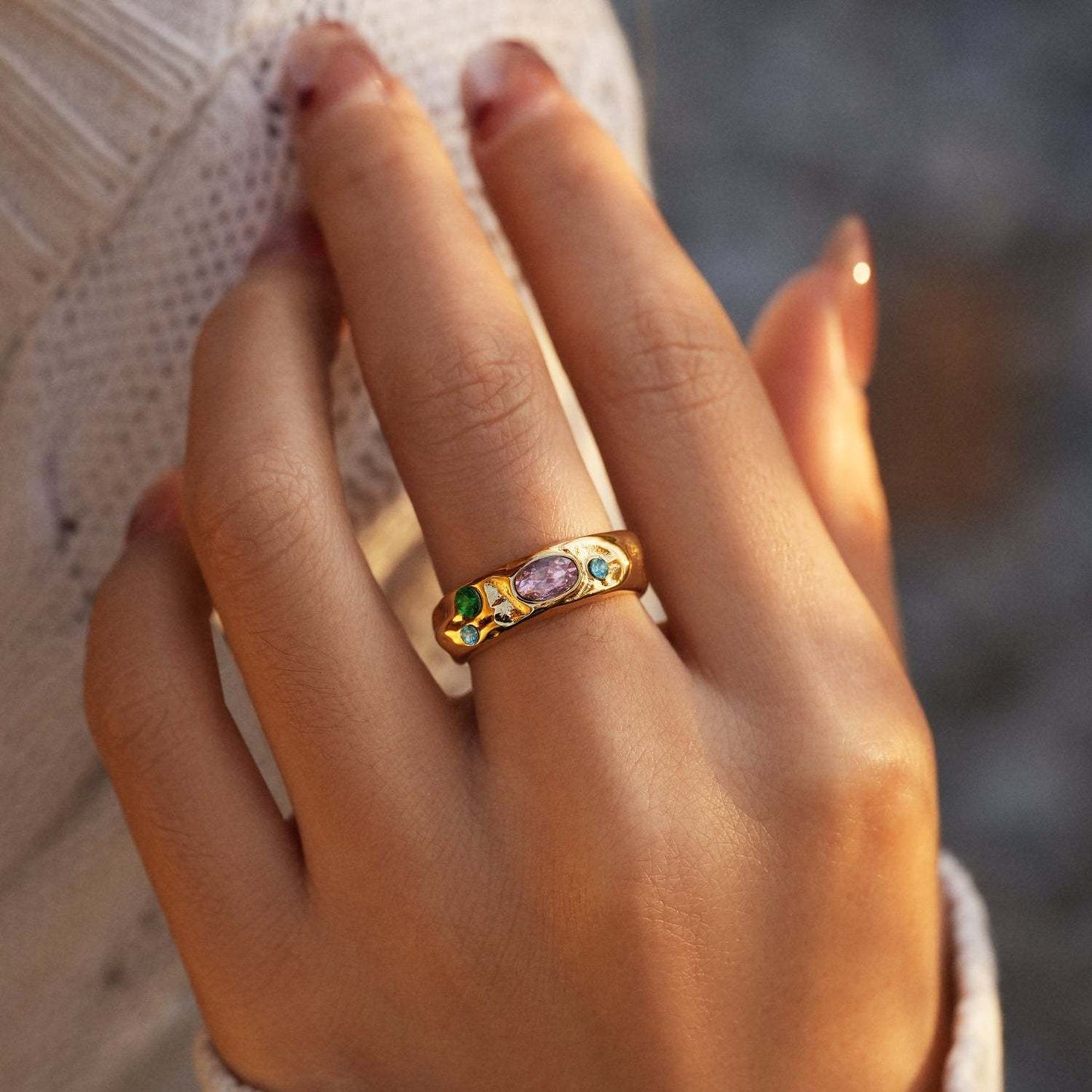 Colorful Zircon Ring