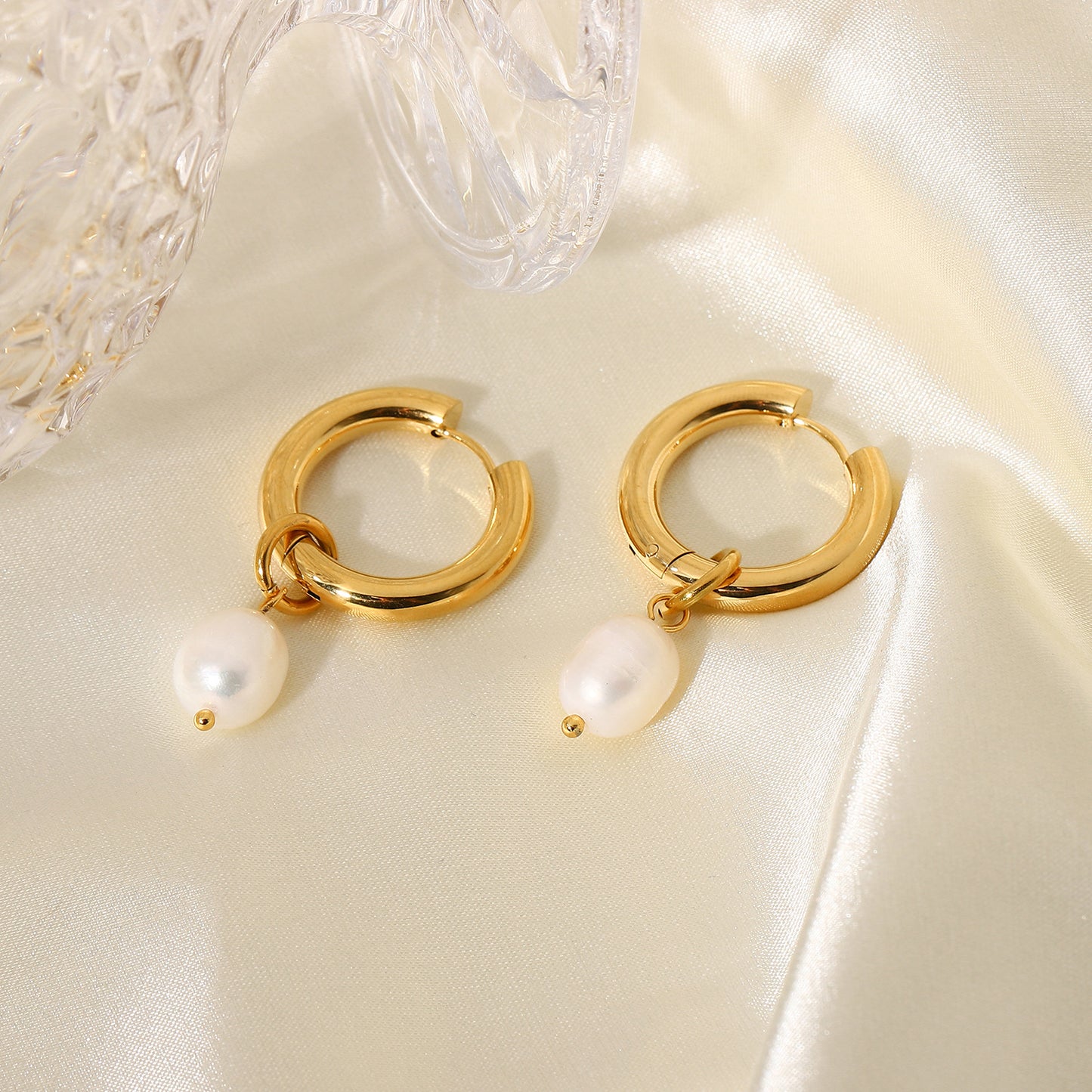 Baroque Pearl Hoop Earrings