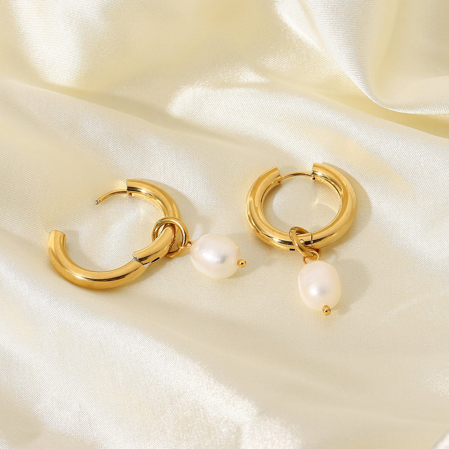 Baroque Pearl Hoop Earrings