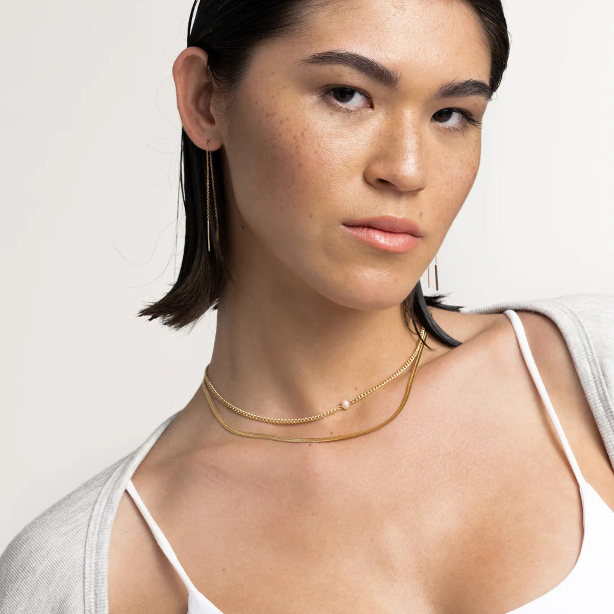 Gold Layered Pearl Necklace