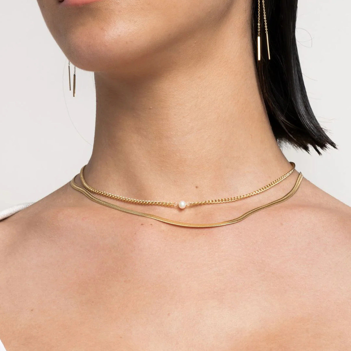 Gold Layered Pearl Necklace