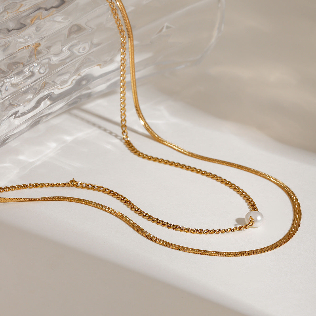 Gold Layered Pearl Necklace