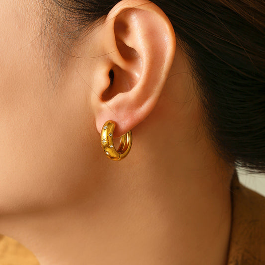 Gold Starry Night Hoop Earrings