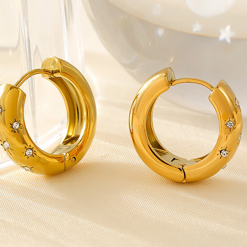 Gold Starry Night Hoop Earrings