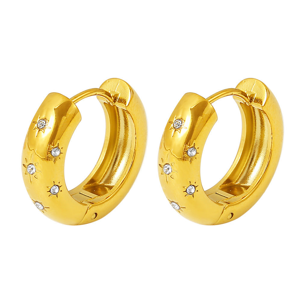 Gold Starry Night Hoop Earrings