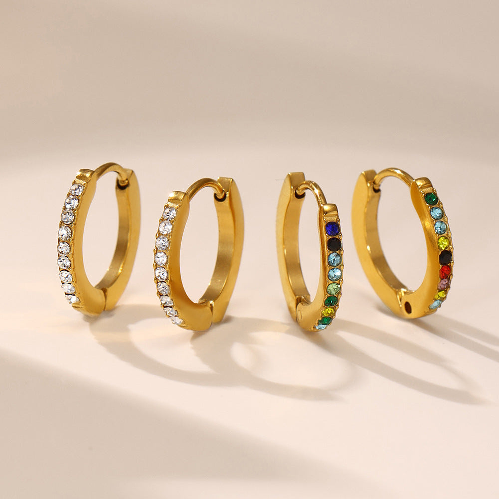 Zircon Gold Hoop Earrings