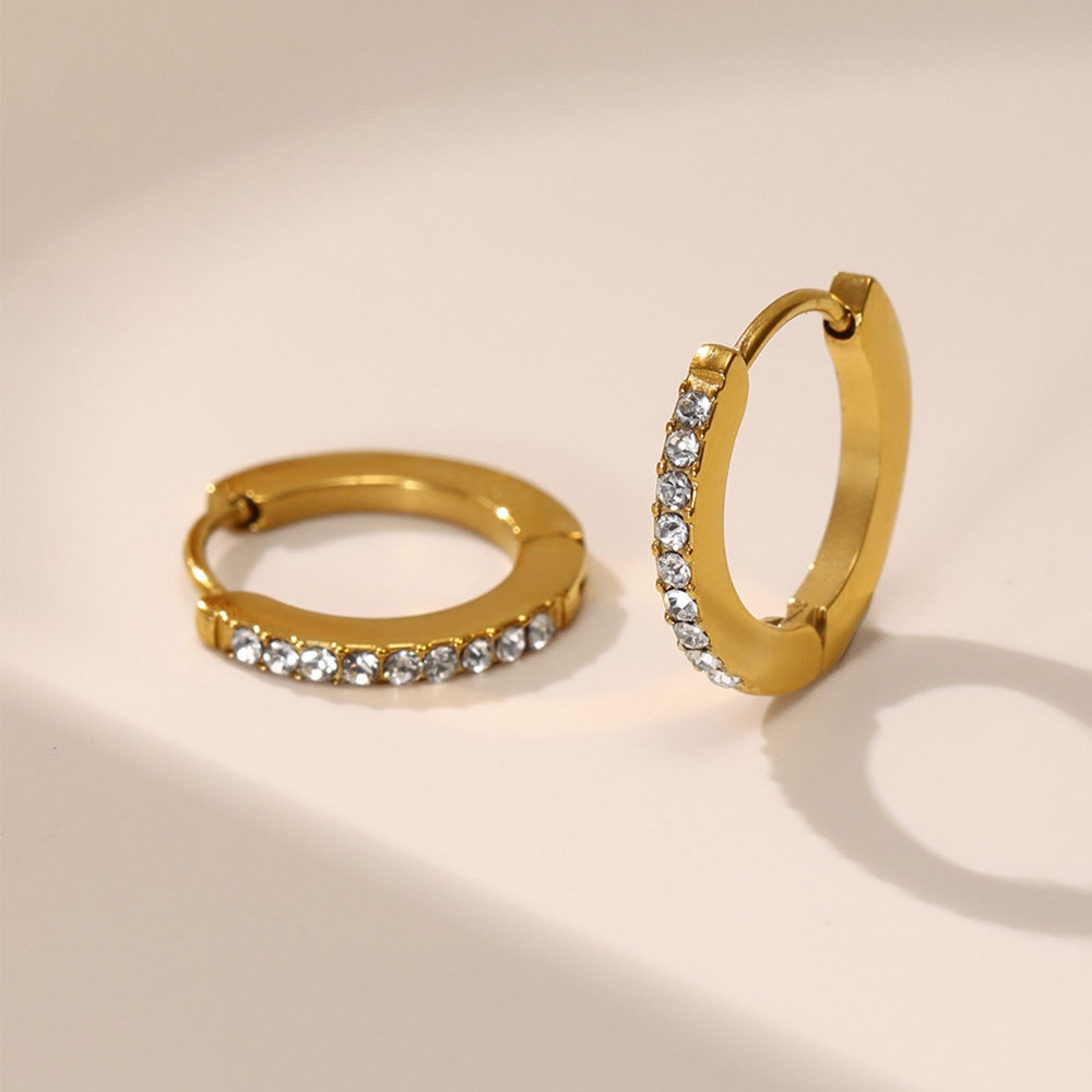 Zircon Gold Hoop Earrings