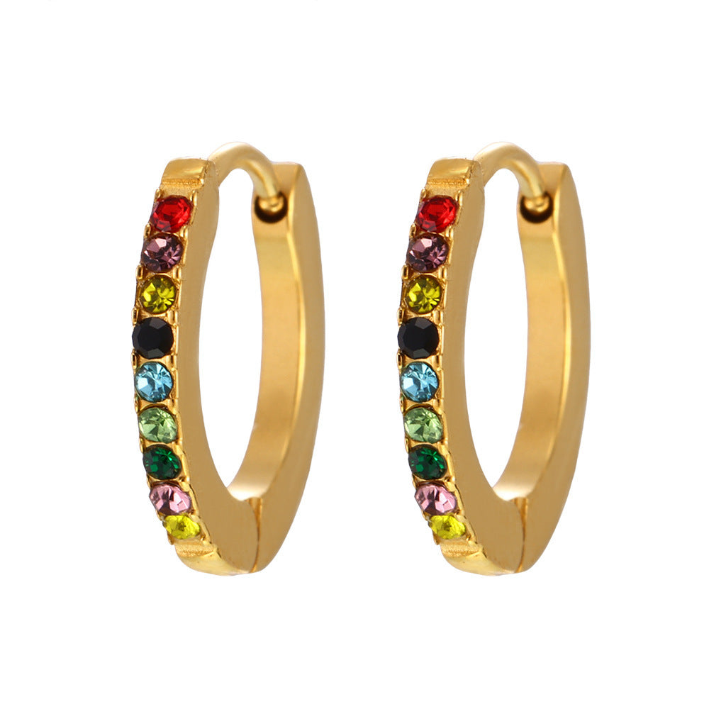 Zircon Gold Hoop Earrings